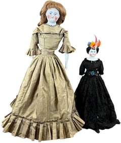 TWO MID 19TH CENTURY CHINA DOLLS