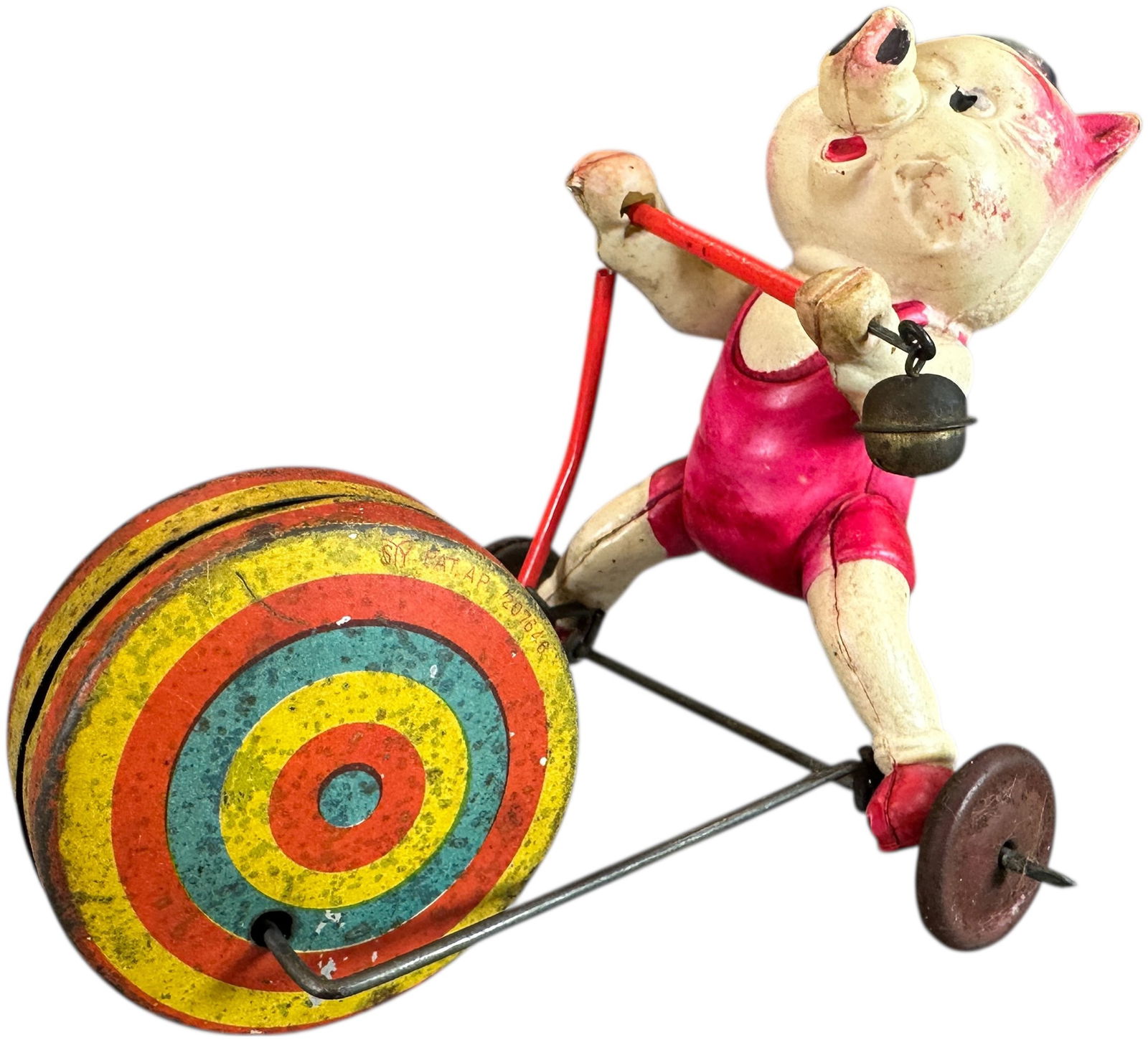 S.Y. TOYS JAPANESE CELLULOID PIG STRONGMAN (1 of 7)