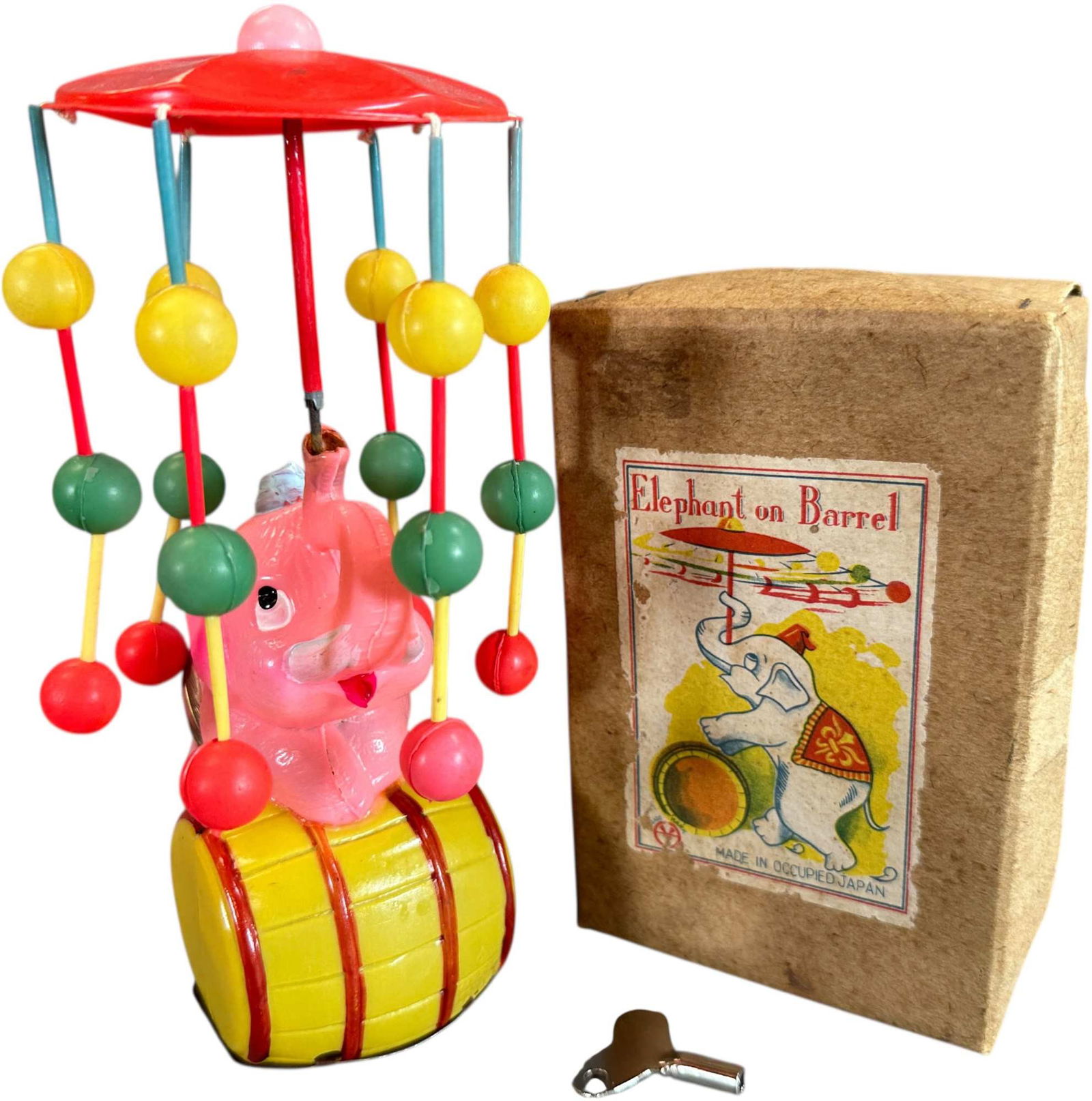 BOXED YOSHITOKU CELLULOID BARREL ELEPHANT (1 of 4)