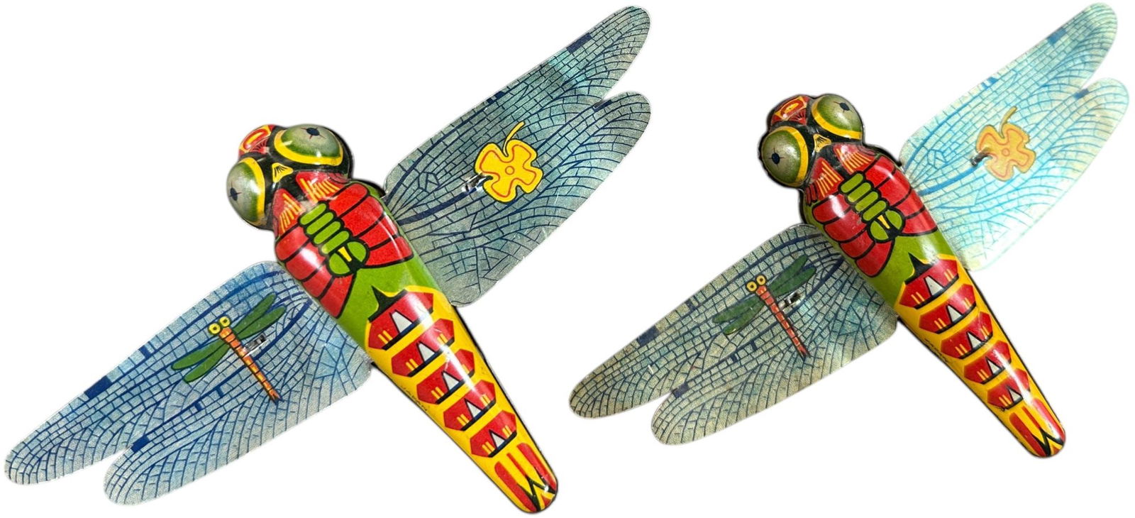 TWO JAPANESE LITHOGRAPHED DRAGONFLIES: 217. TWO JAPANESE LITHOGRAPHED DRAGONFLIES | 6" wings. | (Excellent Condition) | $100 - $200