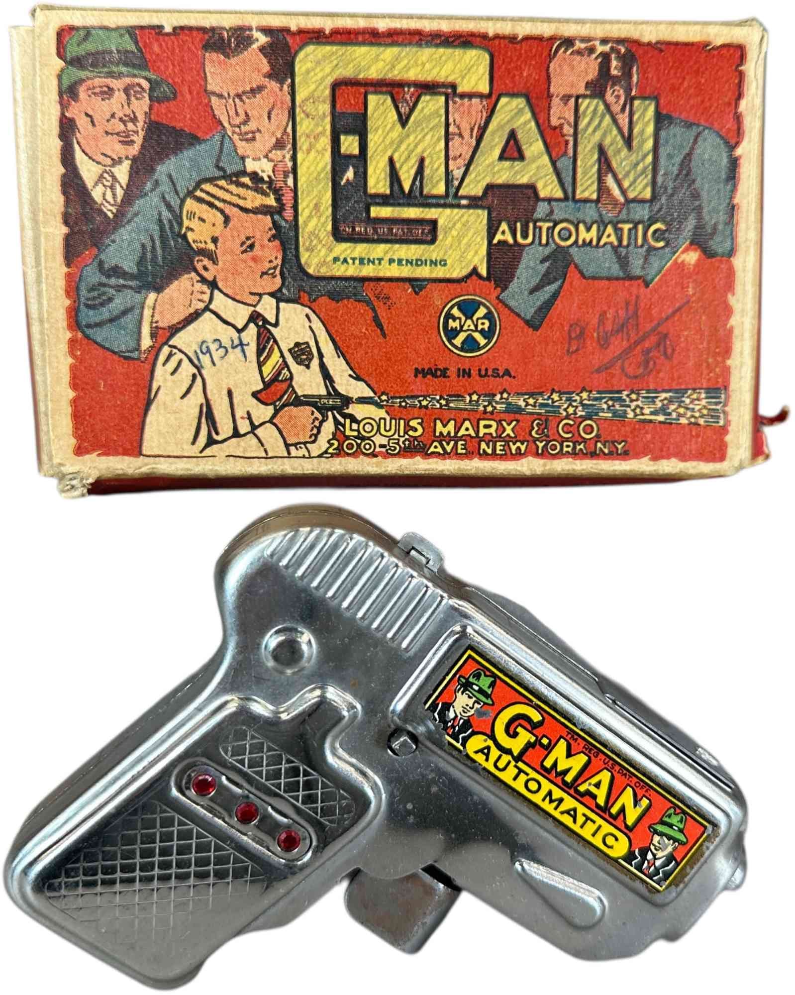 BOXED MARX G-MAN SPARKLING PISTOL (1 of 8)