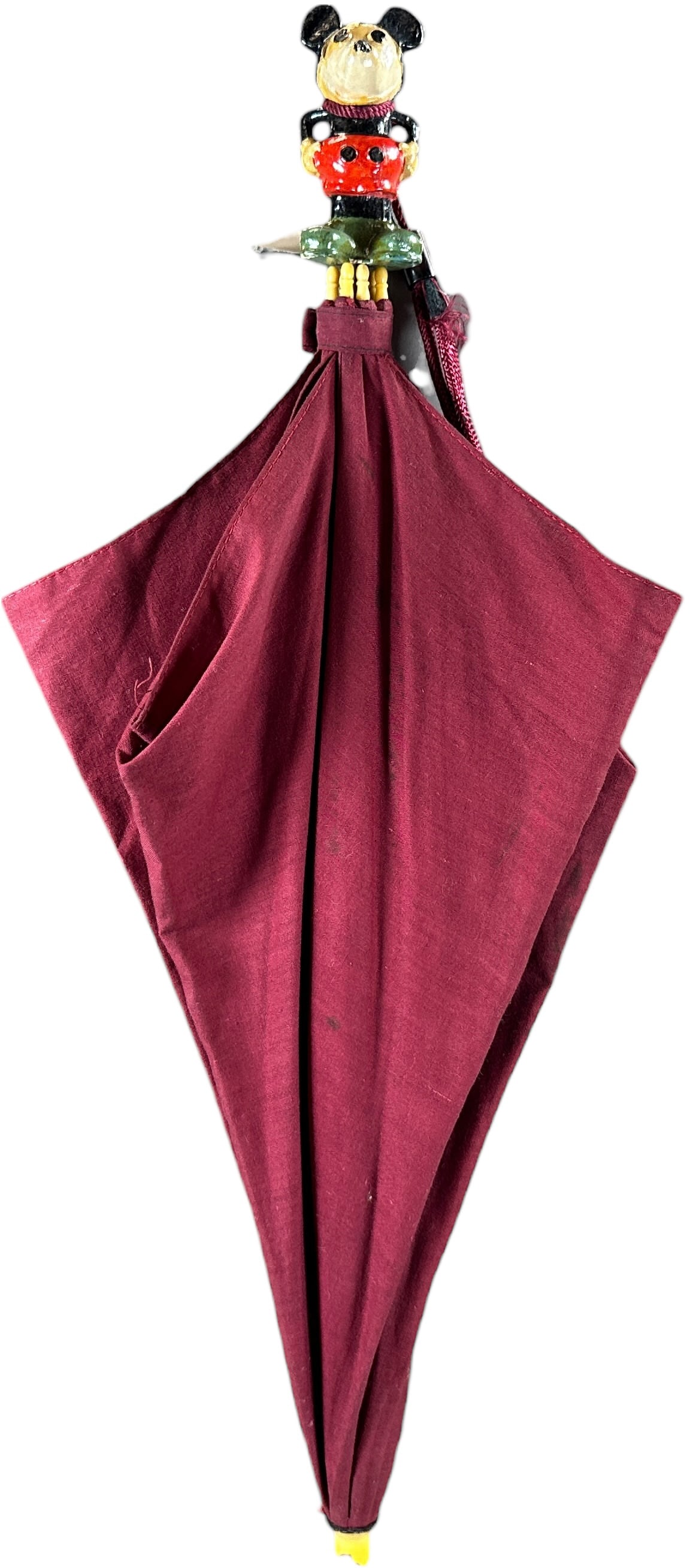 MICKEY MOUSE UMBRELLA: 394. MICKEY MOUSE UMBRELLA | 21" l. | Tip of umbrella chipped, Mickey is (Pristine Condition) | $100 - $200