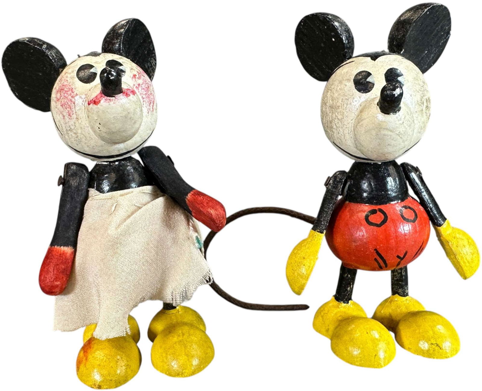 PAINTED WOOD ITALIAN MICKEY & MINNIE FIGURES (1 of 6)