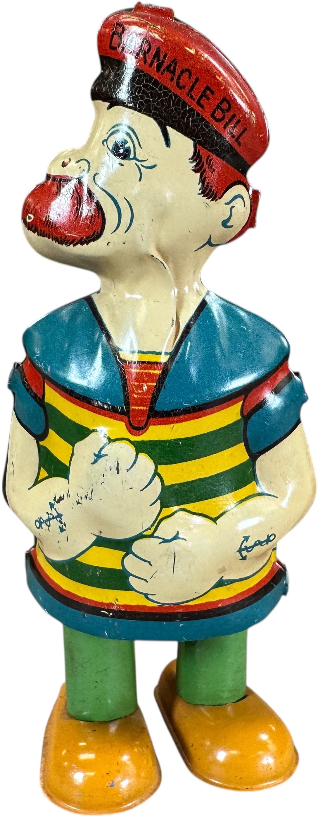 CHEIN BARNACLE BILL WALKER: 405. CHEIN BARNACLE BILL WALKER | USA, wind-up motor driven. | 6.5" h. | (Very Good to Excellent Condition) | $100 - $200