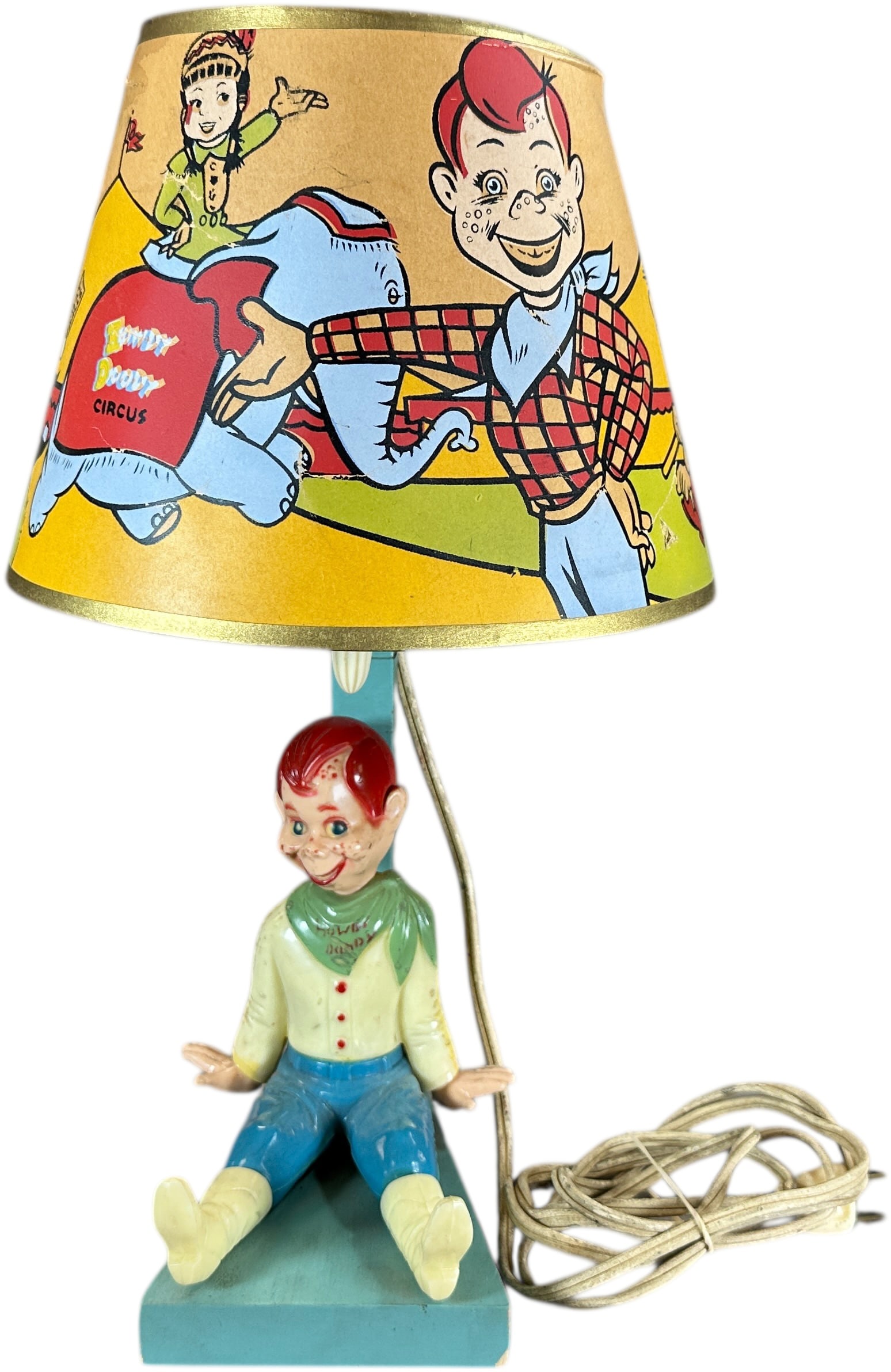 HOWDY DOODY LAMP: 430. HOWDY DOODY LAMP | 13.5" h. | Very minor stain and slight creasing to shade, overall (Excellent Condition) | $100 - $200