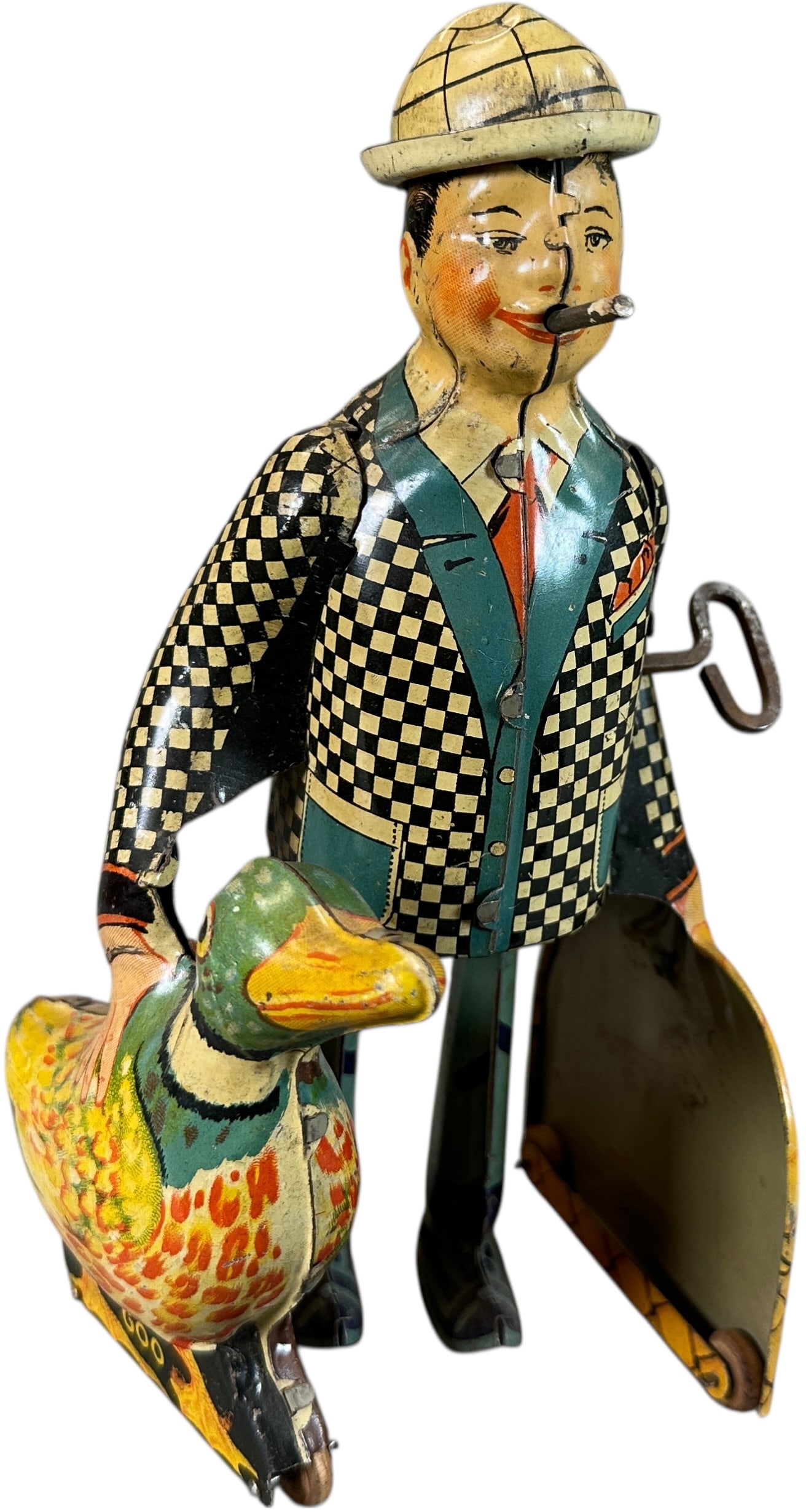 MARX JOE PENNER & HIS DUCK: 494. MARX JOE PENNER & HIS DUCK | USA, wind-up motor driven. | 8" h. | Working windup, toy needs a cleaning, (Very Good to Excellent Condition) | $200 - $400