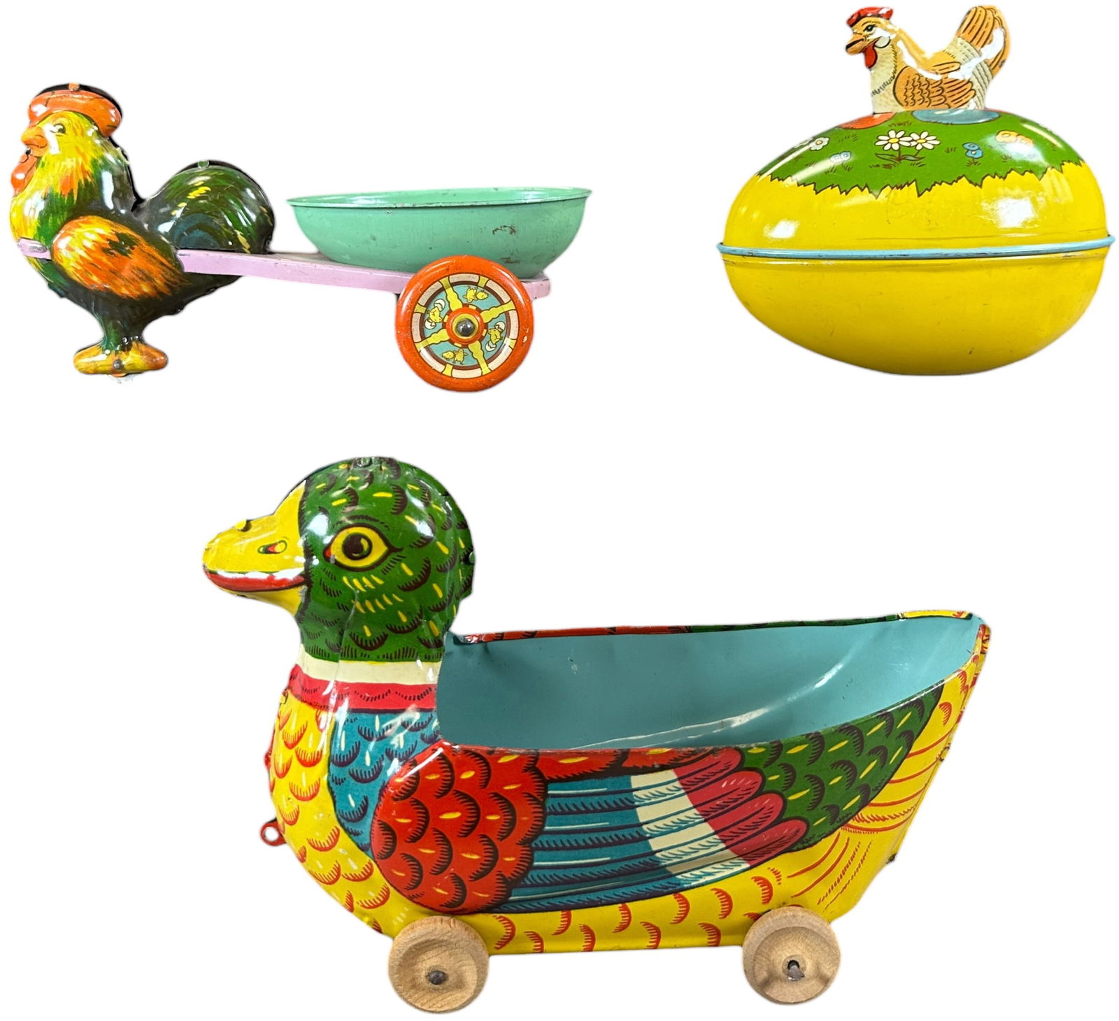 CHEIN EGG W/ CHICK EGG & DUCK ON WHEELS (1 of 6)