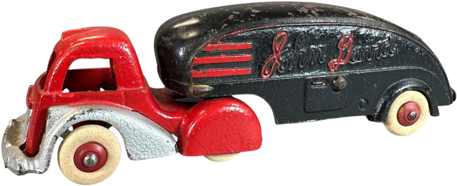 HUBLEY JOHN DAVID MOVING VAN: 83. HUBLEY JOHN DAVID MOVING VAN | Prototype, never put into production, Provenance: The 2004 Dick Ford Collection #462. | 7" l. | Some handling wear to top of trailer, otherwise (Excellent