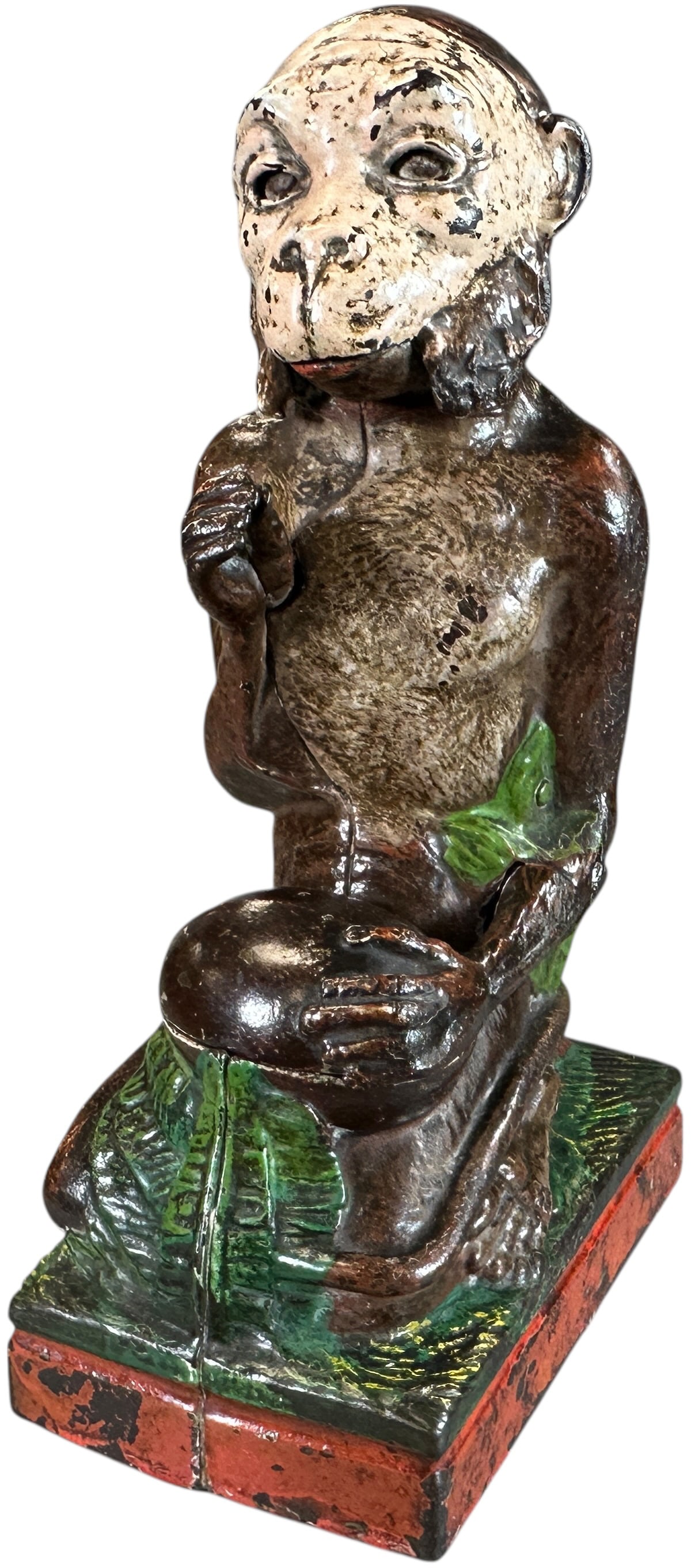 MONKEY & COCONUT MECHANICAL BANK: 239. MONKEY & COCONUT MECHANICAL BANK | J&E Stevens Co. | 8.5" h. | All original (Excellent Condition) | $700 - $1,100