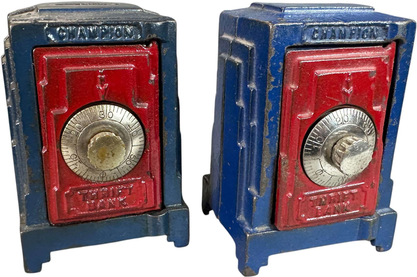 TWO CHAMPION SAFE BANKS: 268. TWO CHAMPION SAFE BANKS | 4" h. | (Excellent Condition) | $200 - $400