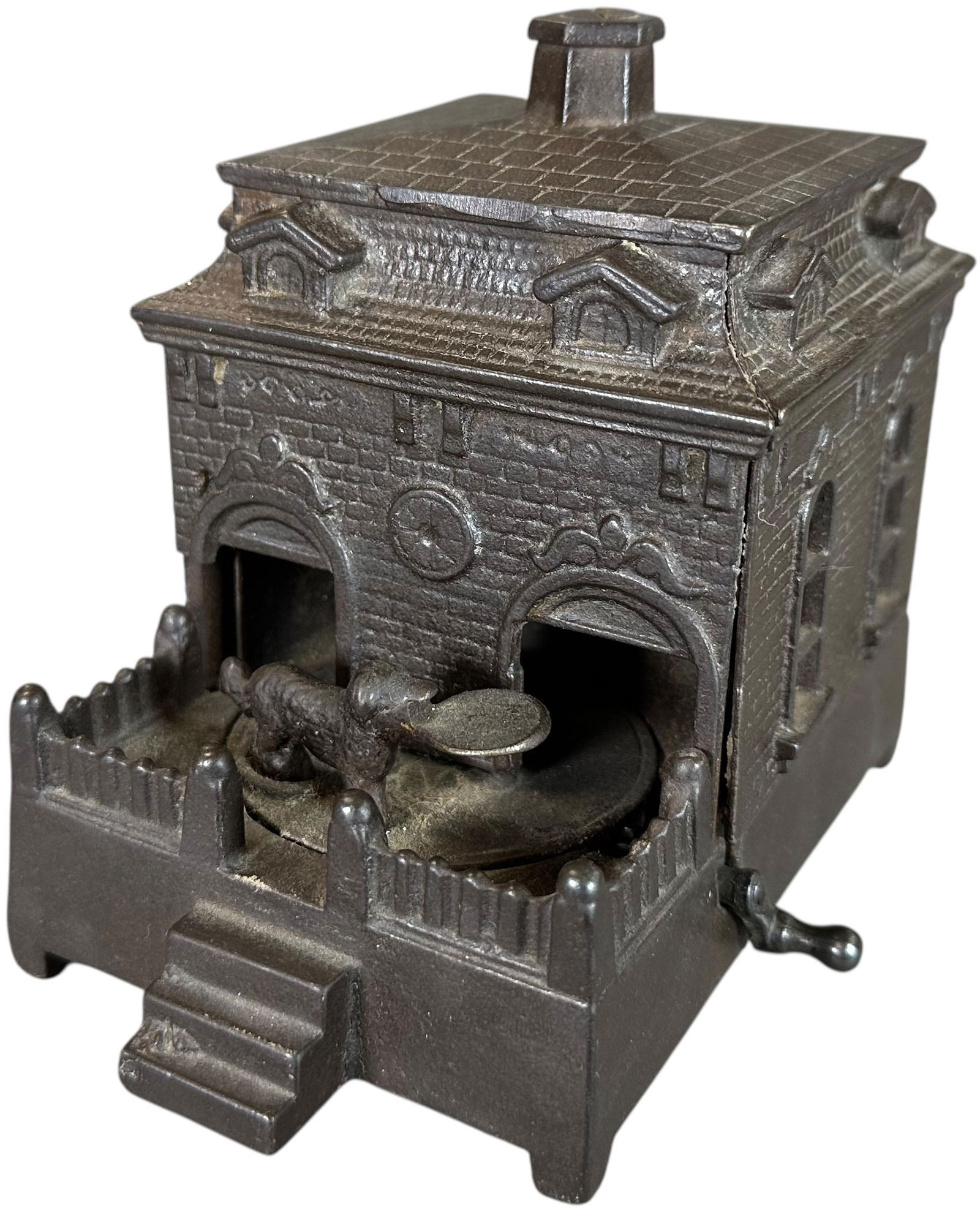 DOG ON TURNTABLE MECHANICAL BANK (1 of 5)