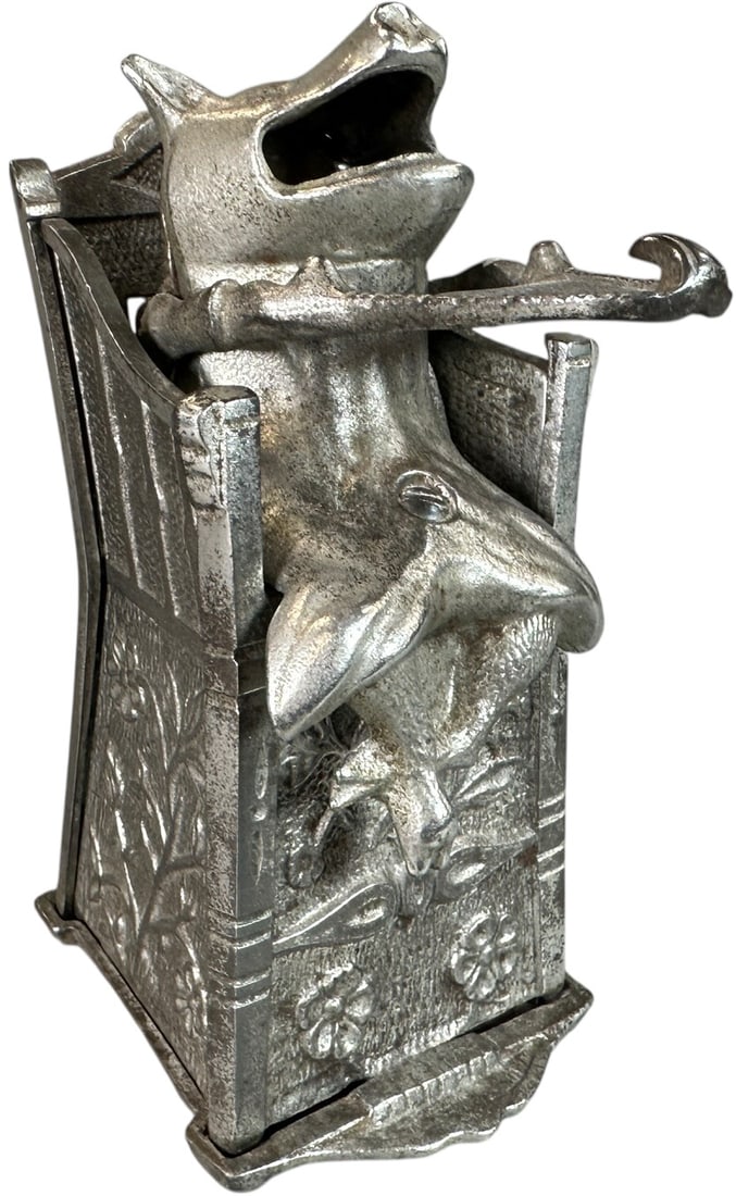 PIG IN HIGH CHAIR MECHANICAL BANK: 348. PIG IN HIGH CHAIR MECHANICAL BANK | J&E Stevens Co. | 6.5" h. | (Very Good to Excellent Condition) | $400 - $700