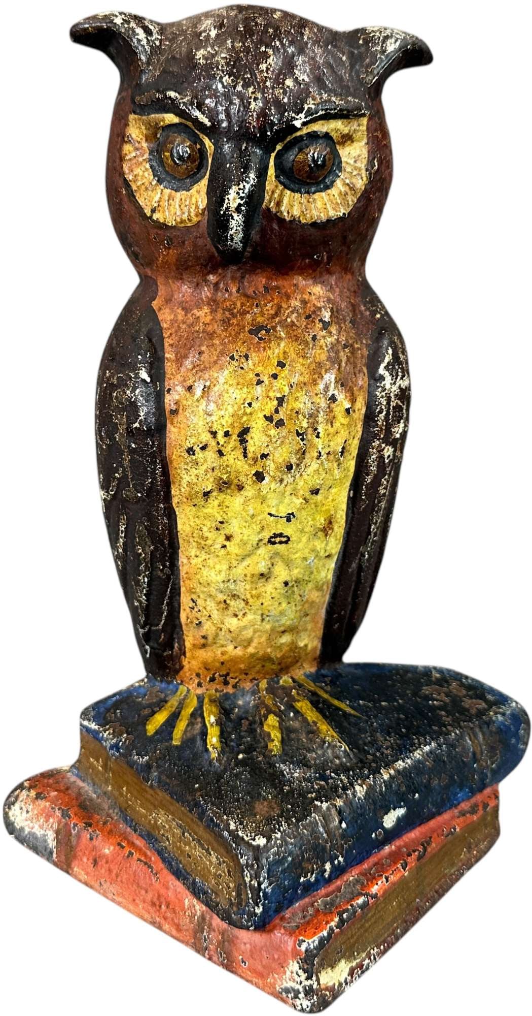OWL ON BOOKS DOORSTOP: 369. OWL ON BOOKS DOORSTOP | Eastern specialty Mfg. Co. | 10.5" h. | (Excellent Condition) | $200 - $400