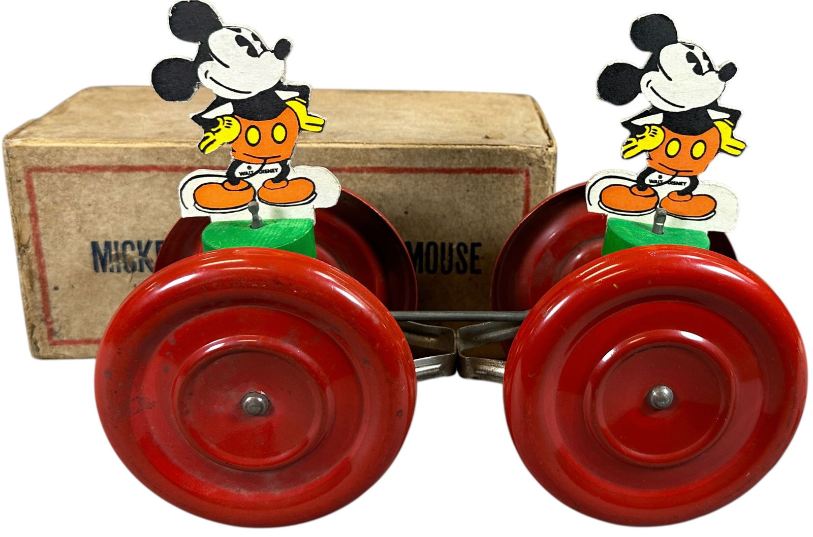 BOXED NN HILL MICKEY MOUSE FLOOR CHIME TOY: 464. BOXED NN HILL MICKEY MOUSE FLOOR CHIME TOY | Provenance: Richard Mueller Collection. | 9" l. | Box has one repair to flap, toy is in (Near Mint Condition) | $300 - $600