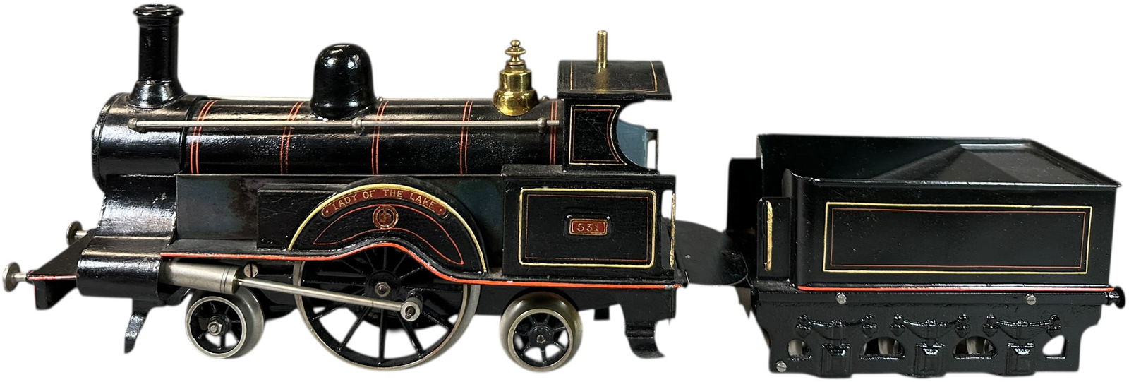 RARE CARETTE LADY OF THE LAKE LOCOMOTIVE: 8. RARE CARETTE LADY OF THE LAKE LOCOMOTIVE | Gauge 1, live steam, hand painted, circa 1903. Formerly in the Torry Collection (Bill Finlayson), book example featured on page 32 of Alan Levy's "A Centu