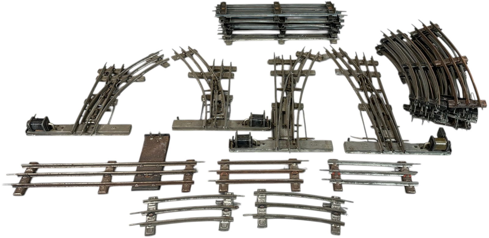 MARKLIN GAUGE 1 ELECTRIC TRACK & SWITCHES: 13. MARKLIN GAUGE 1 ELECTRIC TRACK & SWITCHES | Gauge 1, three rail electric track with electric switches. | 13" l. single piece | (Very Good to Excellent Condition) | $200 - $400