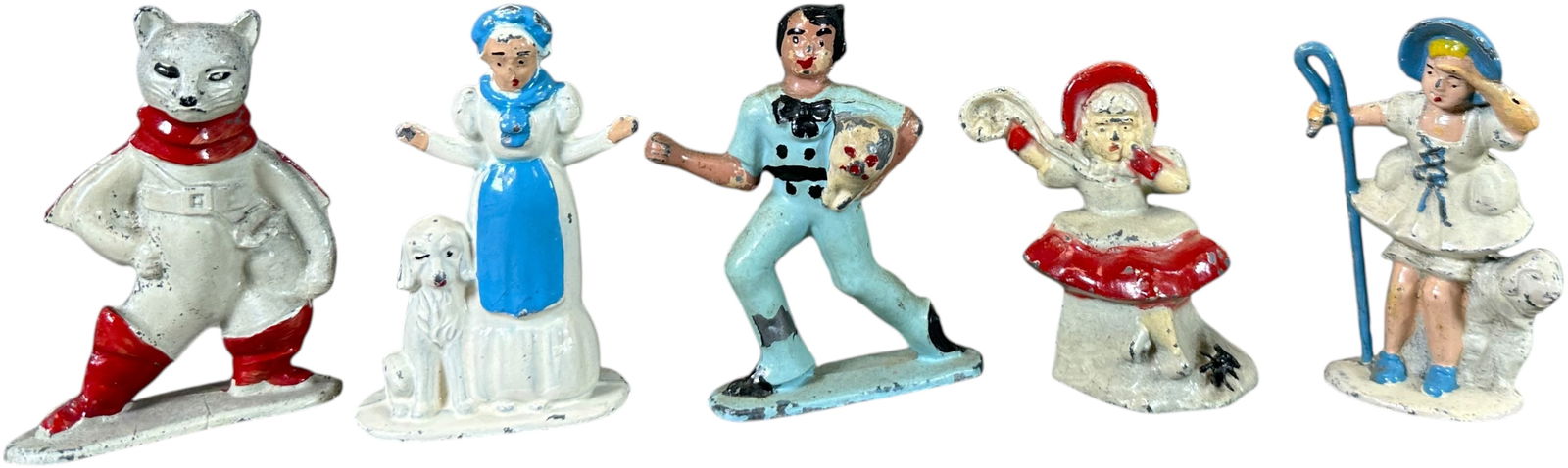 TOMMY TOY FIVE PIECE FIGURE SET: 84. TOMMY TOY FIVE PIECE FIGURE SET | Includes a very nice Puss 'n Boots. | 2.5" h. | (Excellent Condition) | $100 - $150