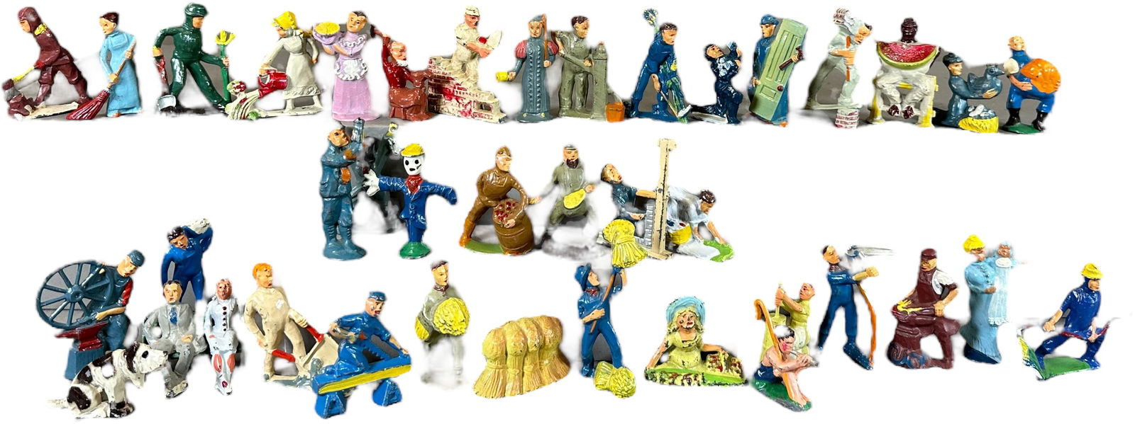 COMPLETE HAPPY FARMERS SET: 87. COMPLETE HAPPY FARMERS SET | 2.5" h. | In all original (Excellent Condition) | $300 - $400