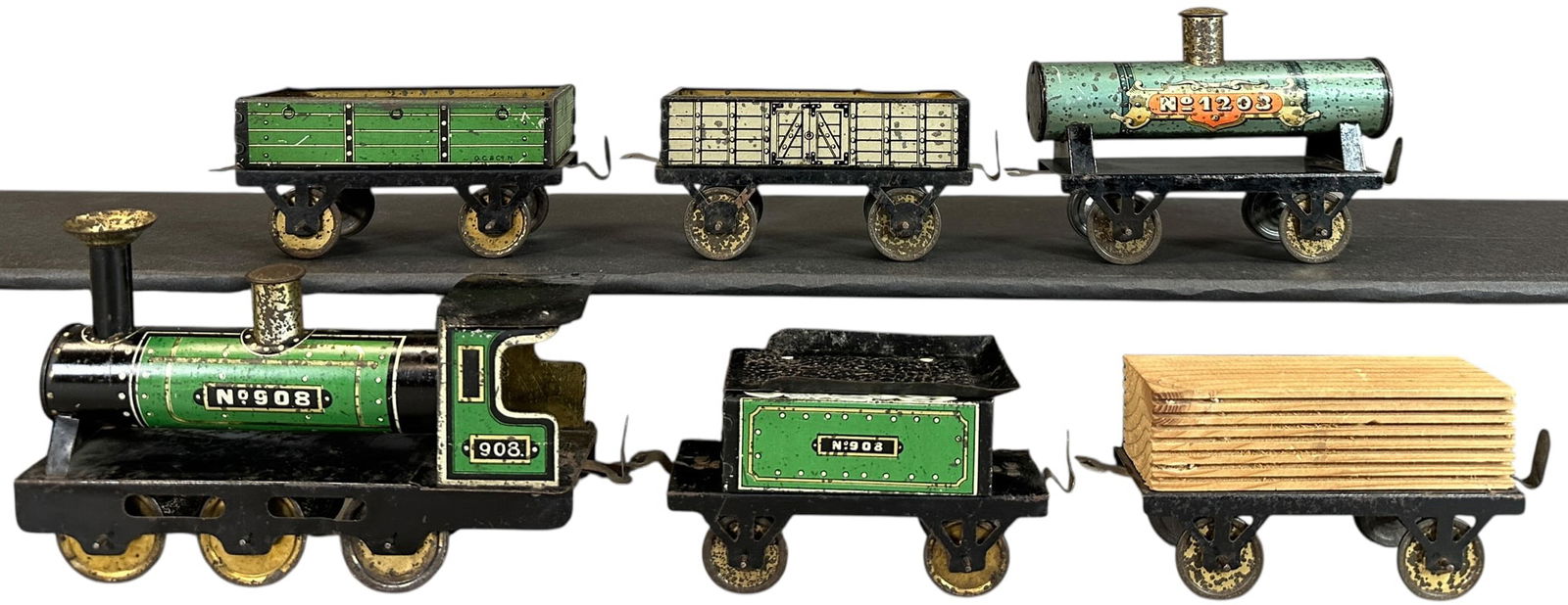HESS FREIGHT TRAIN SET: 110. HESS FREIGHT TRAIN SET | Provenance: The Chuck Ehlers Hess Collection. | 6.5" l. loco | (Excellent Condition) | $400 - $800