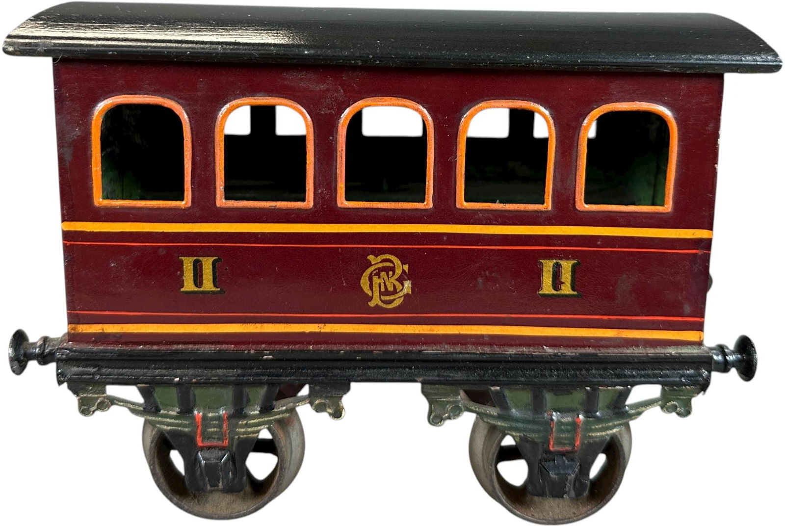 BING 2ND CLASS COACH: 130. BING 2ND CLASS COACH | Gauge 3. | 7" l. | Replaced roof with some touch-ups to corner, still displaying in (Excellent Condition) | $800 - $1,600