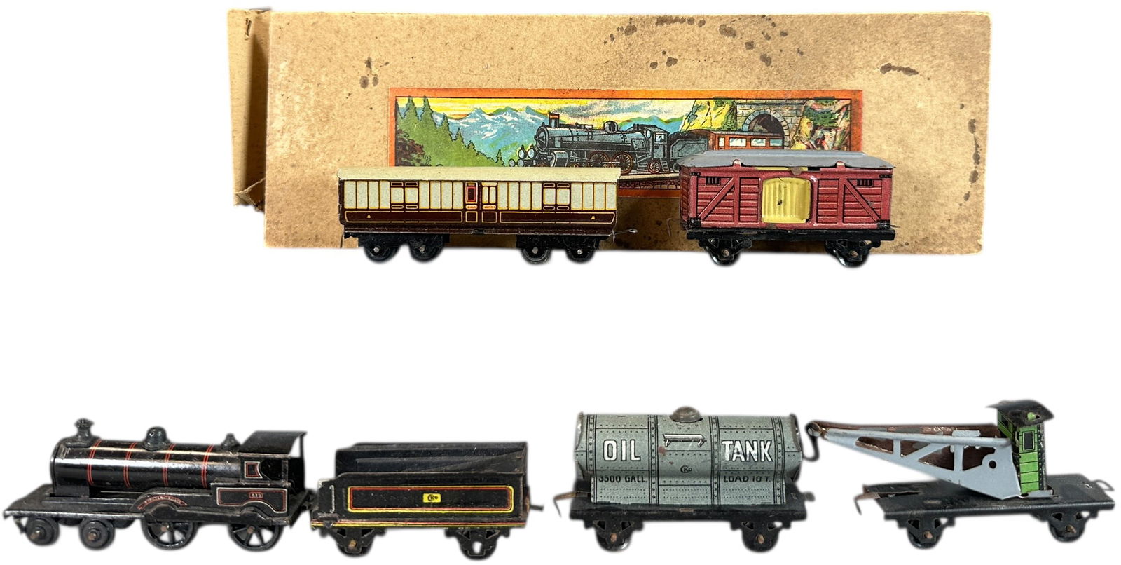 BOXED CKO TRAIN PENNY TOY: 138. BOXED CKO TRAIN PENNY TOY | 3" l. loco | Box has expected amount of wear and tear, (Excellent Condition) | $150 - $300