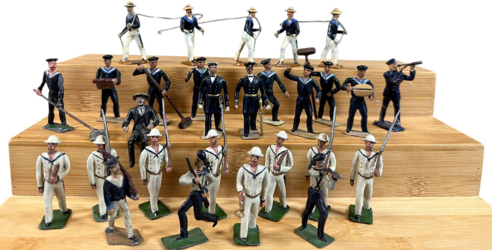 ASSORTED FULL FIGURE LEAD SAILOR LOT: 197. ASSORTED FULL FIGURE LEAD SAILOR LOT | 2" h. | A mix of authentic and reproduction figures, some have minor restoration, overall (Excellent Condition) | $250 - $500