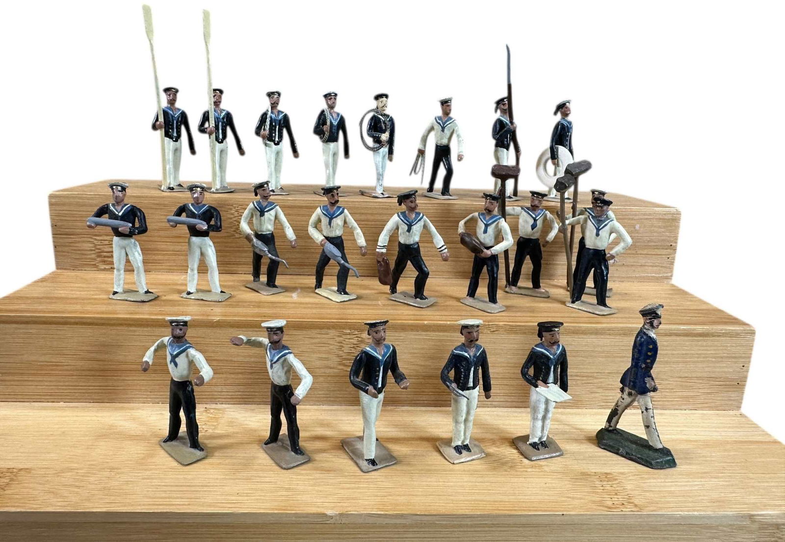 ASSORTED FULL FIGURE LEAD SAILOR LOT: 204. ASSORTED FULL FIGURE LEAD SAILOR LOT | 2" h. | A mix of authentic and reproduction figures, some have minor restoration, overall (Excellent Condition) | $250 - $500