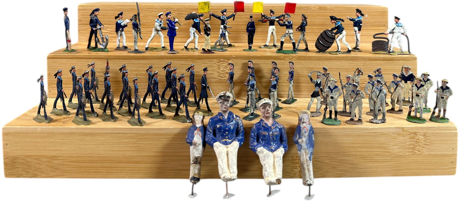 ASSORTED SAILOR LEAD FIGURE GROUPING: 236. ASSORTED SAILOR LEAD FIGURE GROUPING | Making for great boat display pieces. | 2.5" h. | A mix of authentic and some replacement figures, (Very Good to Excellent Condition) | $250 - $500