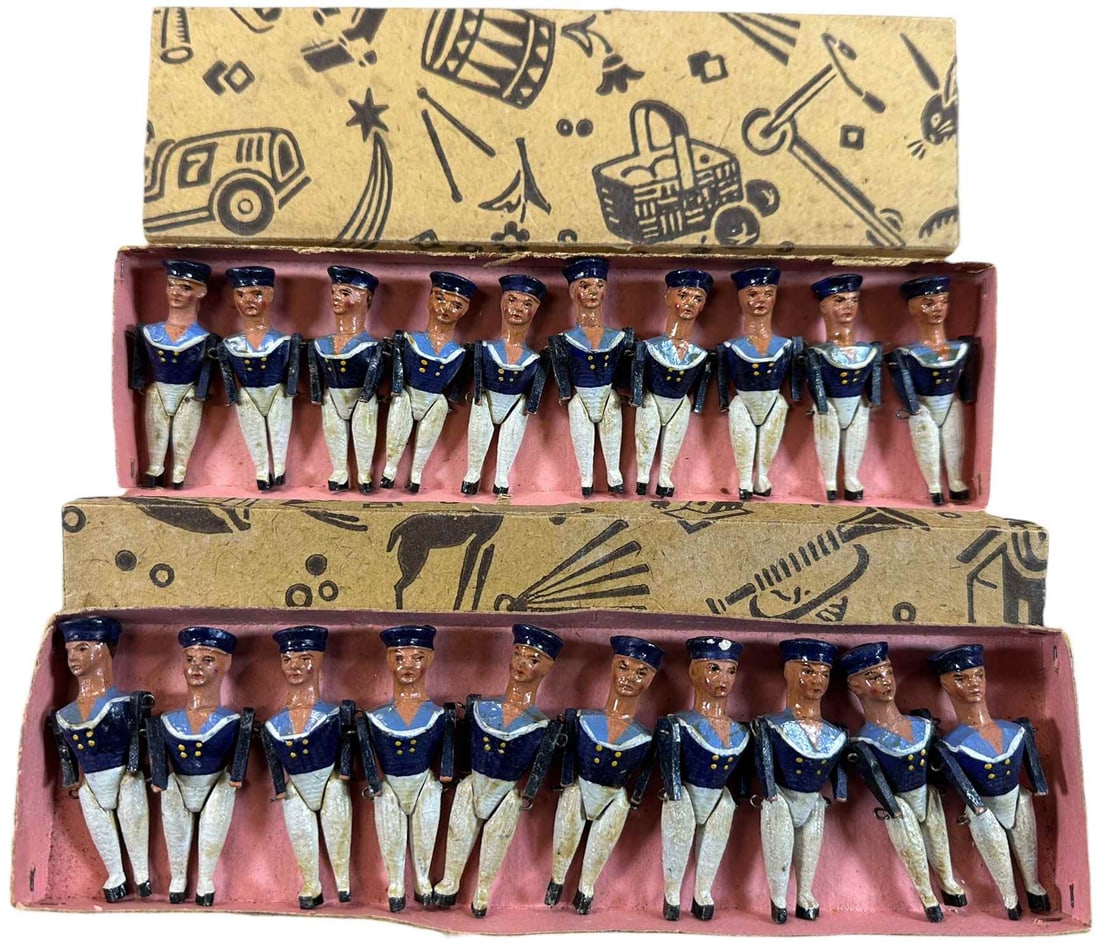 TWO BOXED WOODEN SOLDIER FIGURES: 249. TWO BOXED WOODEN SOLDIER FIGURES | 2" h. | (Excellent to Pristine Condition) | $200 - $400