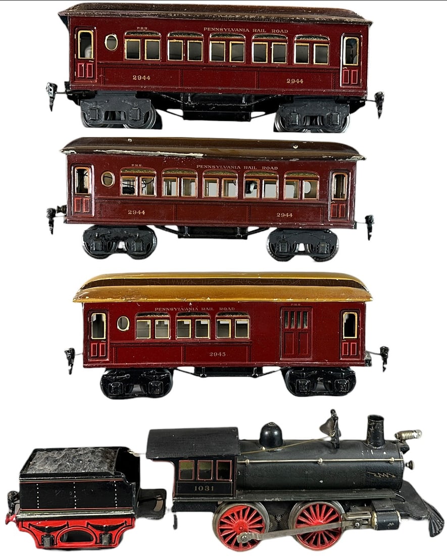MARKLIN PENNSYLVANIA PASSENGER TRAIN SET: 269. MARKLIN PENNSYLVANIA PASSENGER TRAIN SET | Gauge 1, electric, litho. | 12.5" l. loco | Overall (Excellent Condition) | $700 - $1,400