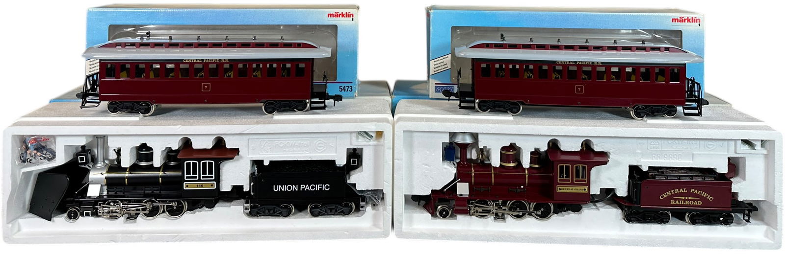 BOXED MARKLIN UNION & CENTRAL PACIFIC TRAIN SET: 296. BOXED MARKLIN UNION & CENTRAL PACIFIC TRAIN SET | #54541. | 14" l. loco | (Near Mint Condition) | $300 - $600