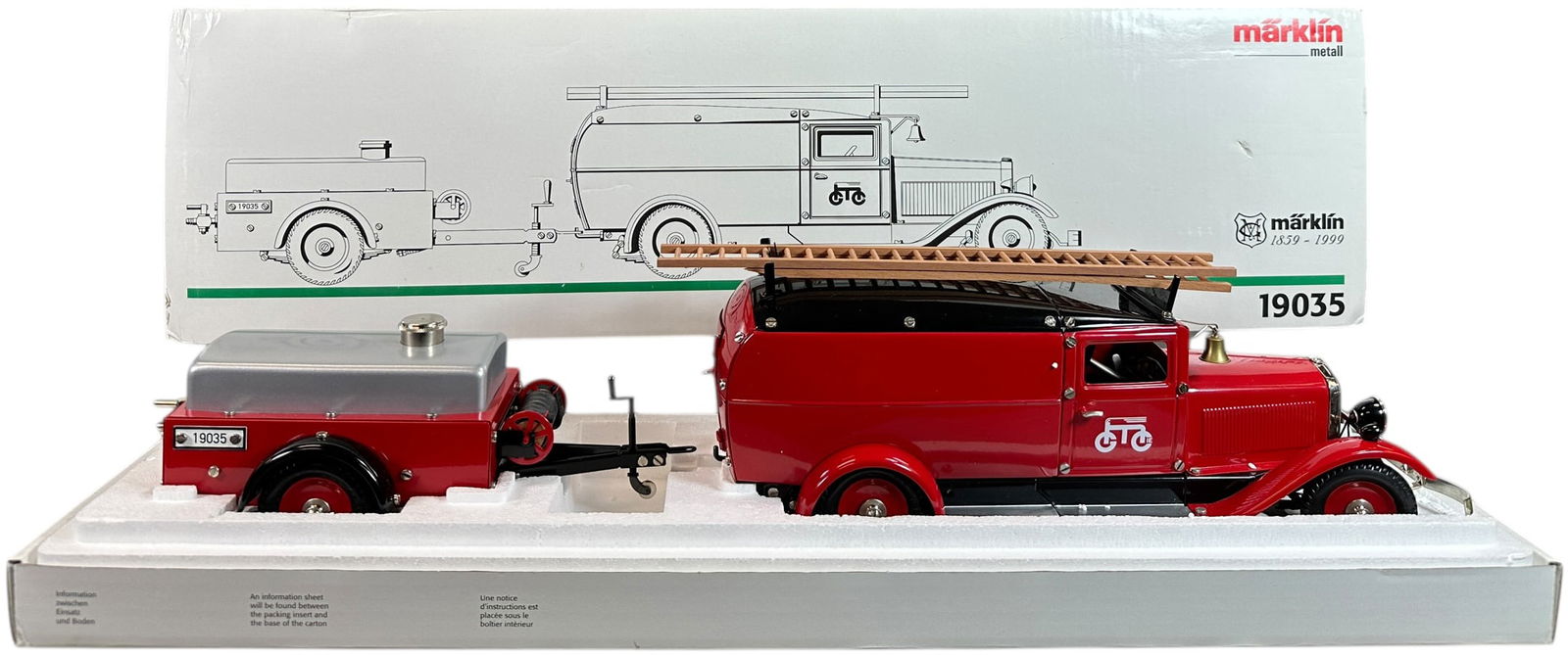 BOXED MARKLIN TRUCK & TRAILER #19045: 306. BOXED MARKLIN TRUCK & TRAILER #19045 | 26" l. | Authentic Marklin re-issue, (Near Mint Condition) | $150 - $300