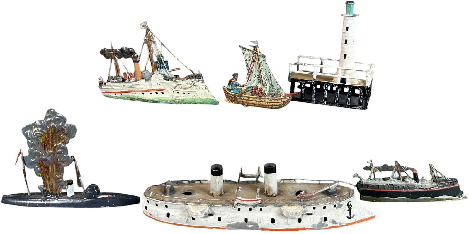 ASSORTED NAUTICAL PARTS & LEAD FLATS: 325. ASSORTED NAUTICAL PARTS & LEAD FLATS | 7" l. | Authentic items but some missing parts and pieces, (Very Good Condition) | $200 - $400