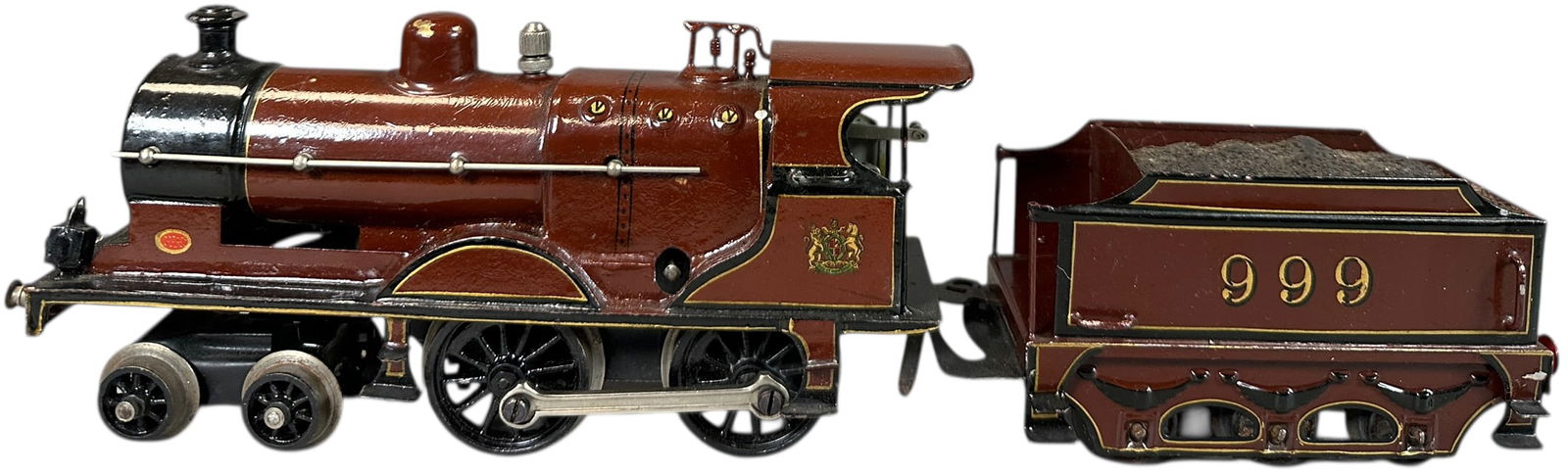 MARKLIN CLOCKWORK MIDLAND COMPOUND LOCOMOTIVE: 337. MARKLIN CLOCKWORK MIDLAND COMPOUND LOCOMOTIVE | O gauge, clockwork, hand painted. | 9" l. loco | (Excellent to Pristine Condition) | $700 - $1,400