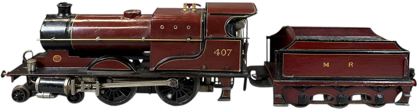 MARKLIN MIDLAND RAILWAY COMPOUND LOCOMOTIVE: 344. MARKLIN MIDLAND RAILWAY COMPOUND LOCOMOTIVE | Gauge 1, live steam. Ex: The Tony Cuff UK Collection. | 13" l. loco | Professionally restored, (Excellent Condition) | $500 - $1,000