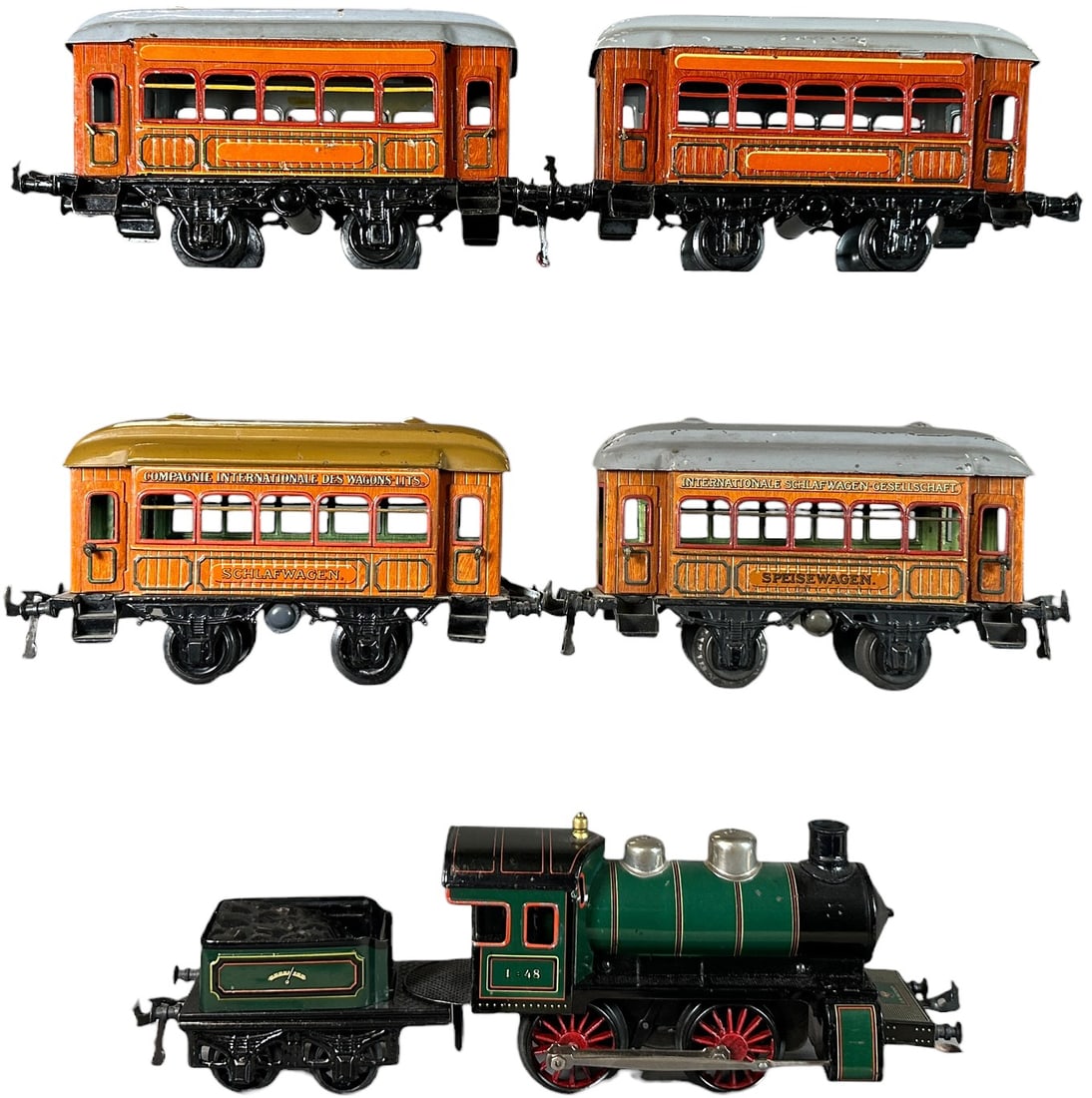 CLOCKWORK BING TEAK PASSENGER TRAIN SET - 2