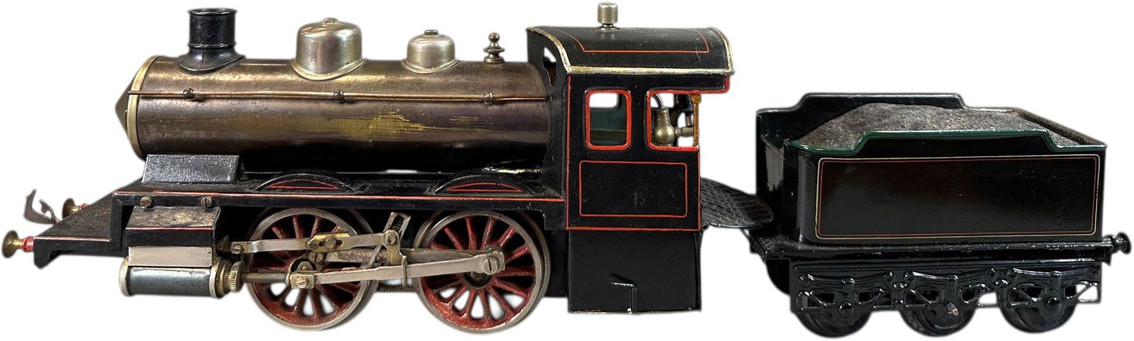 BING LIVE STEAM LOCOMOTIVE: 369. BING LIVE STEAM LOCOMOTIVE | Gauge 1, live steam, hand painted. | 12" l. loco | Some touch-up along splashers, overall (Excellent Condition) | $300 - $600