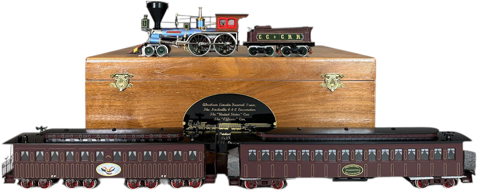 CROWN PROD O SCALE ABRAHAM LINCOLN FUNERAL: 398. CROWN PROD O SCALE ABRAHAM LINCOLN FUNERAL | O scale, electric. | 8" l. loco | (Near Mint Condition) | $1,000 - $2,000