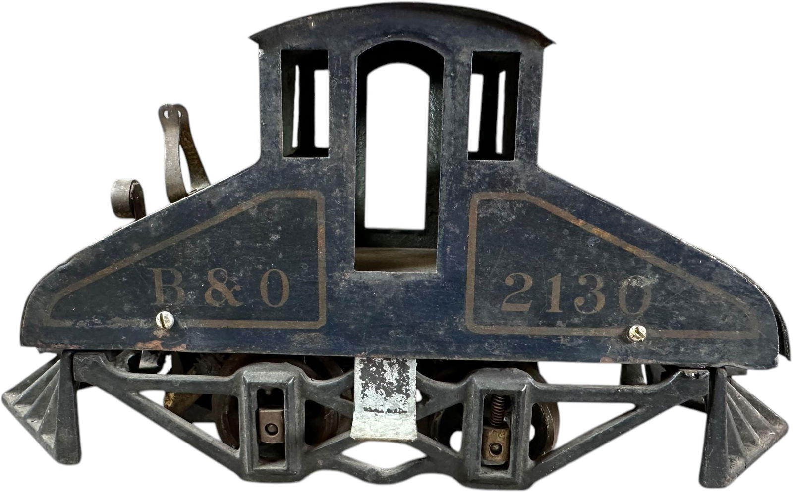 VOLTAMP 2130 STEEPLE CAB LOCO: 454. VOLTAMP 2130 STEEPLE CAB LOCO | 2" gauge, electric. | 8" l. | Motor seized, reverse switch and bell missing, otherwise (Very Good to Excellent Condition) | $800 - $1,600