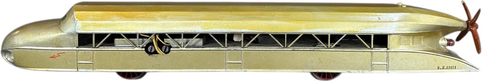 MARKLIN SZ12971 RAIL ZEPPELIN: 311. MARKLIN SZ12971 RAIL ZEPPELIN | Germany, Gauge 1, electric. | 21.5" l. | Some touch-up to wear on edges, over lacquered, (Excellent Condition) | $1,000 - $1,800