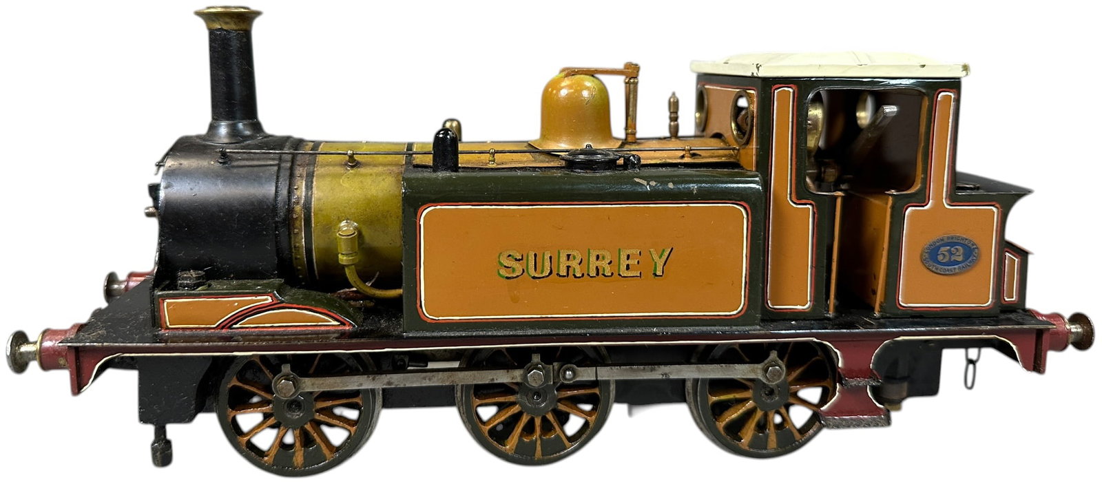 BARRETT ENGINEERING TERRIER TANK LOCOMOTIVE: 1282. BARRETT ENGINEERING TERRIER TANK LOCOMOTIVE | Gauge 1, live steam. Provenance: The Maloy Collection. | 9.5" l. | (Excellent Condition) | $400 - $800