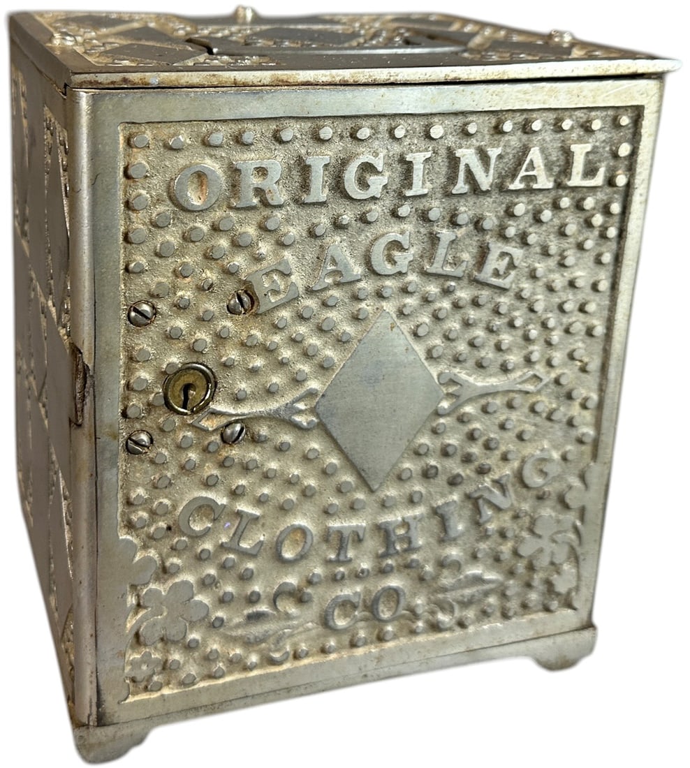 ORIGINAL EAGLE CLOTHING SAFE: 1459. ORIGINAL EAGLE CLOTHING SAFE | 7.5" h. | (Excellent Condition) | $300 - $500