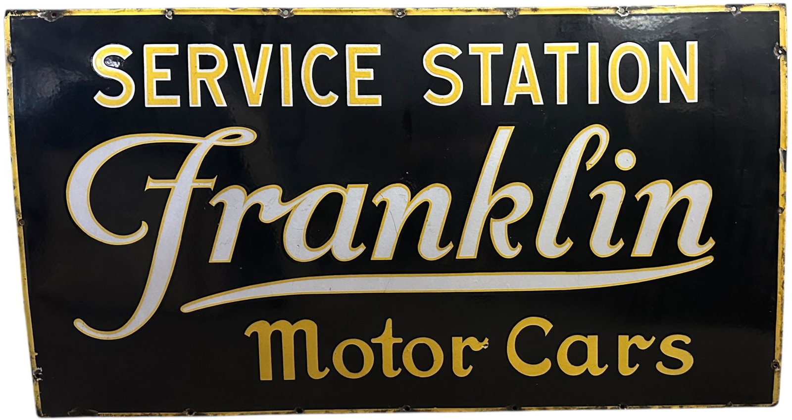 FRANKLIN MOTOR CARS SERVICE STATION PORCELAIN SIGN (1 of 4)