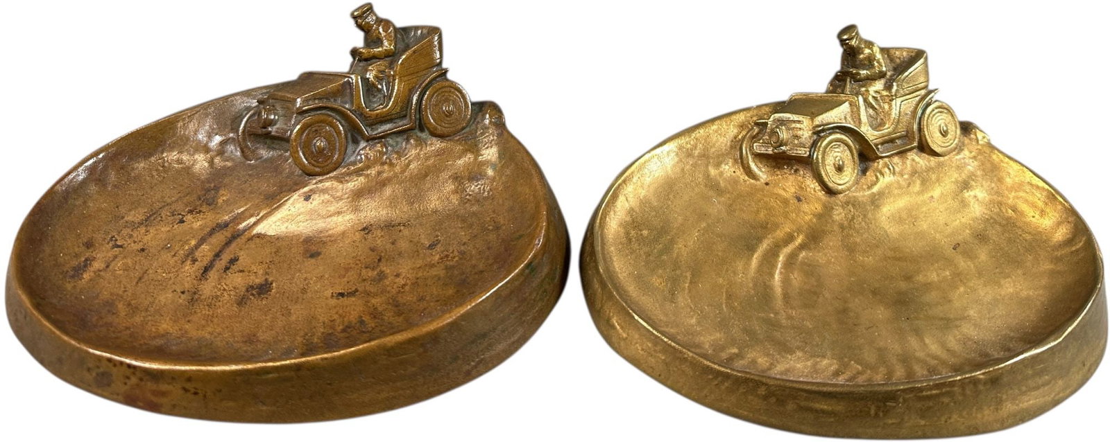 TWO AUTOMOTIVE THEMED BRONZE TRAYS (1 of 5)