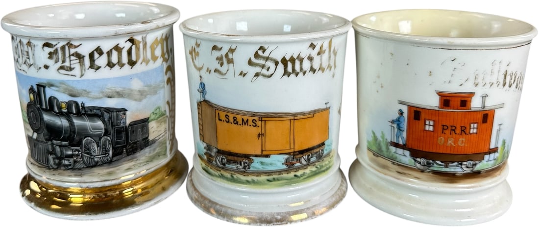 THREE RR OCCUPATIONAL SHAVING MUGS (1 of 5)