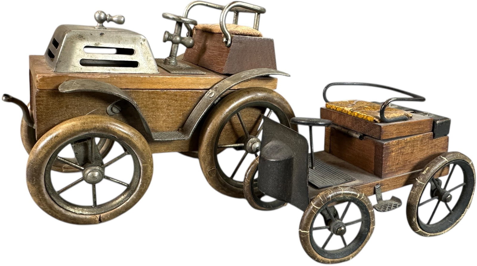 TWO WOOD AUTOMOBILES SMOKERS COMPANIONS (1 of 9)