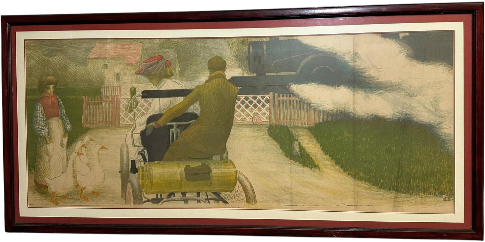 EARLY AUTOMOBILE RR CROSSING ADVERTISING POSTER (1 of 5)