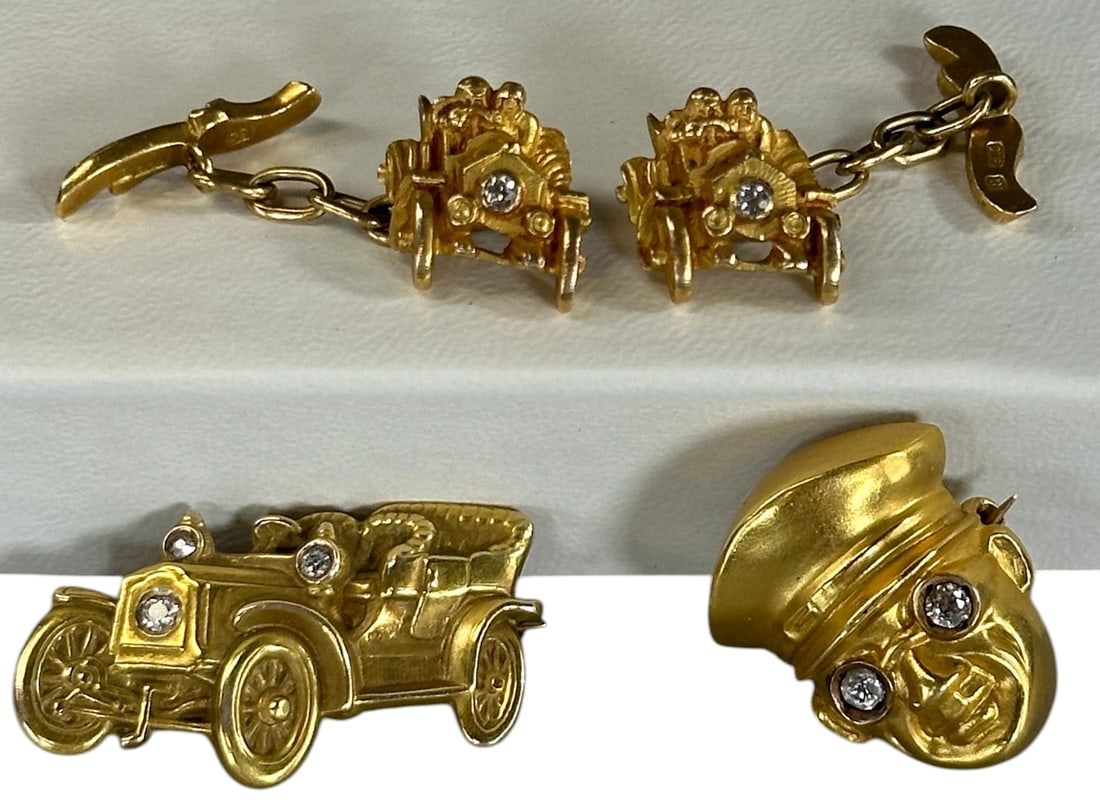 18K & 14K GOLD AUTOMOBILE MOTIF JEWELRY GROUP (1 of 7)