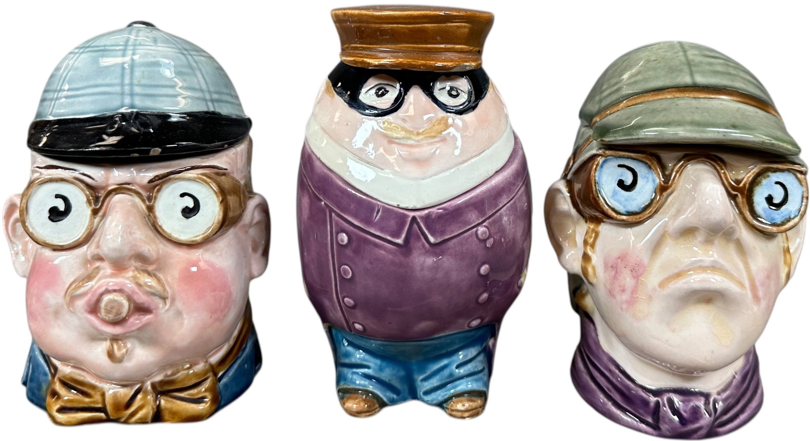THREE SMALL AVIATOR TOBACCO JARS (1 of 6)