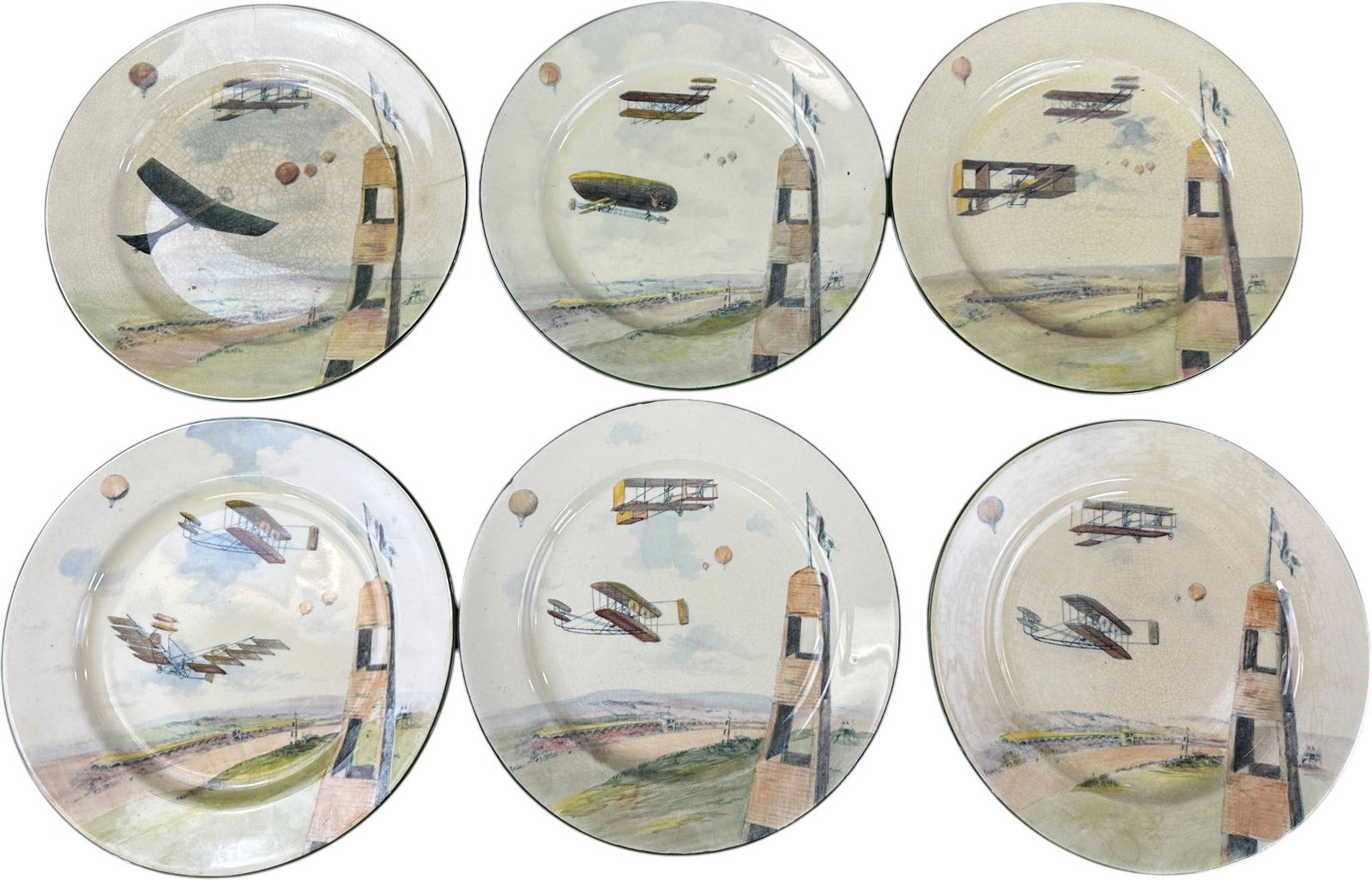 SIX-PIECE EUROPEAN AVIATION PORCELAIN PLATE GROUP (1 of 5)